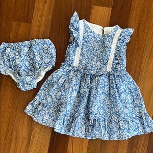 Ralph Lauren cotton 100% Floral Blue Kids Dress (18M)